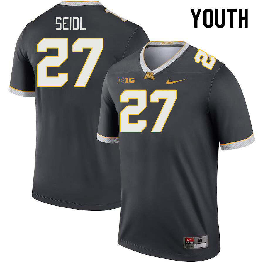 Youth #27 Simon Seidl Minnesota Golden Gophers College Football Jerseys Stitched-Charcoal